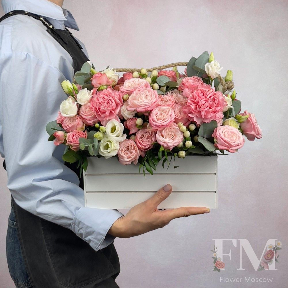 Цветы в ящике "Обещание любви"