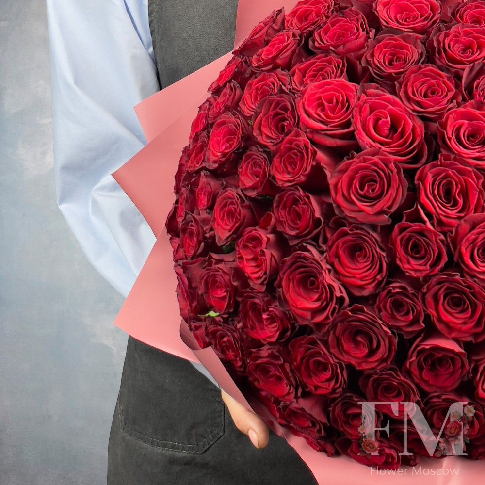 Букет из одноголовых роз "Rhodos" 101шт